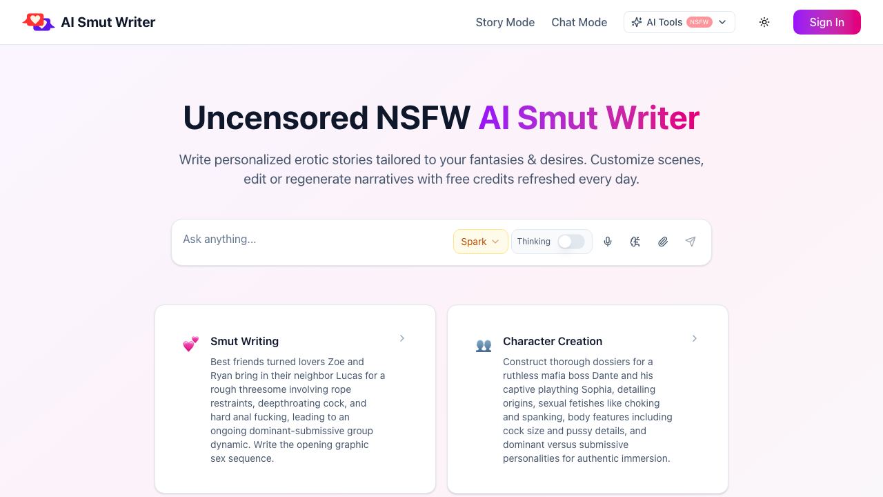 AI Smut Writer 网站截图