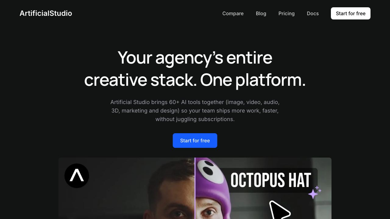 Artificial Studio website screenshot