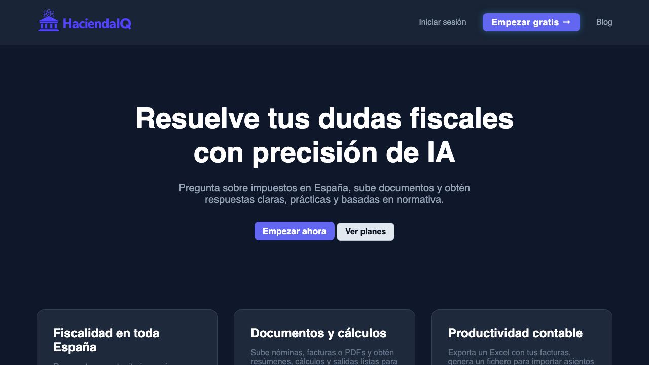Hacienda IQ 网站截图