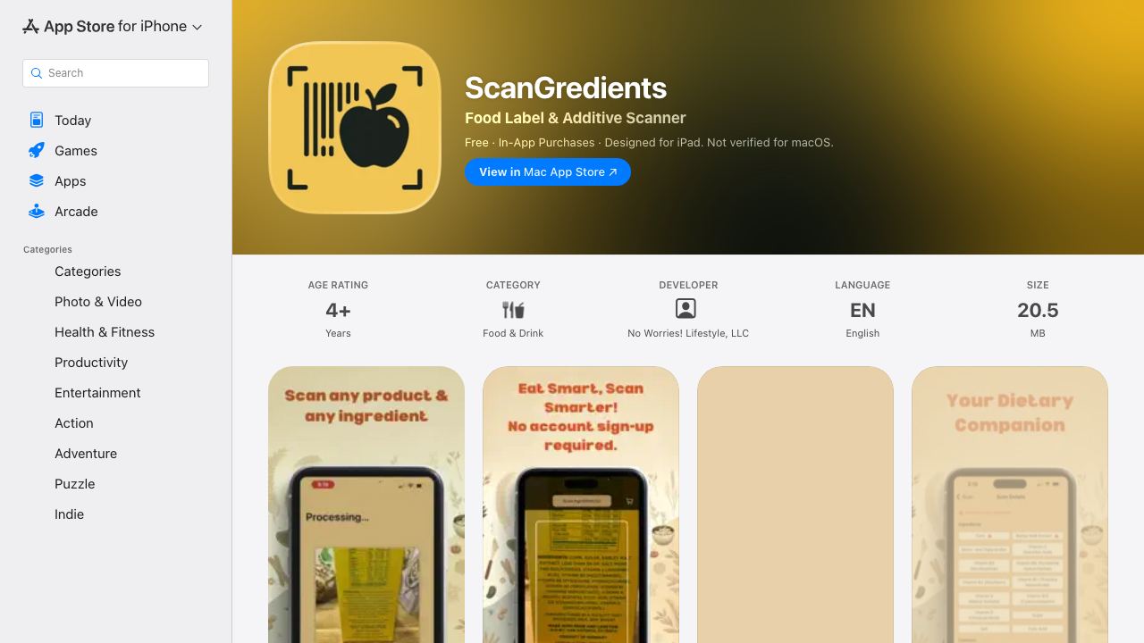Ingredient Scanner & Analyzer website screenshot