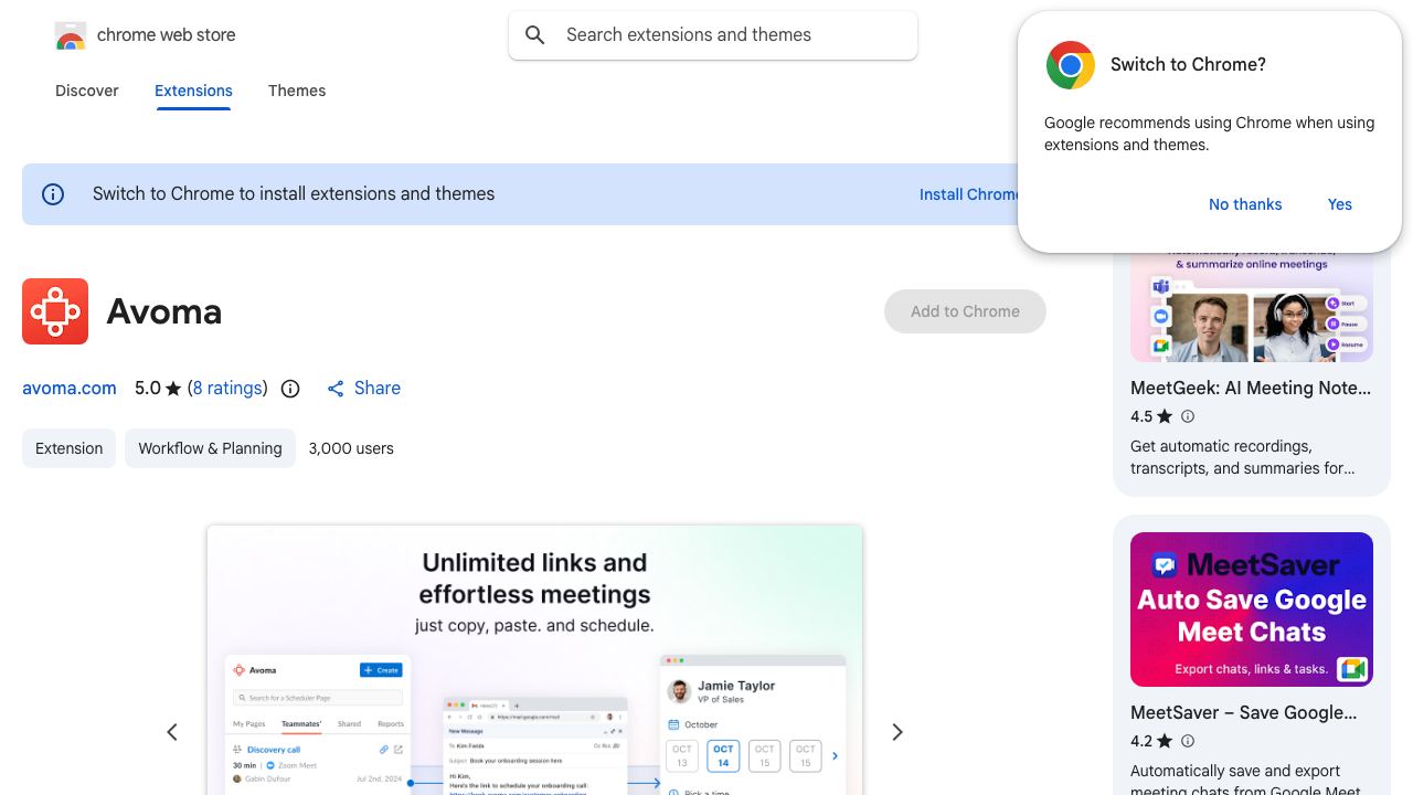 Avoma Scheduler 网站截图