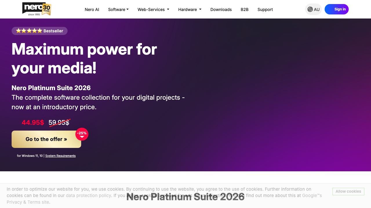 Nero Software 网站截图