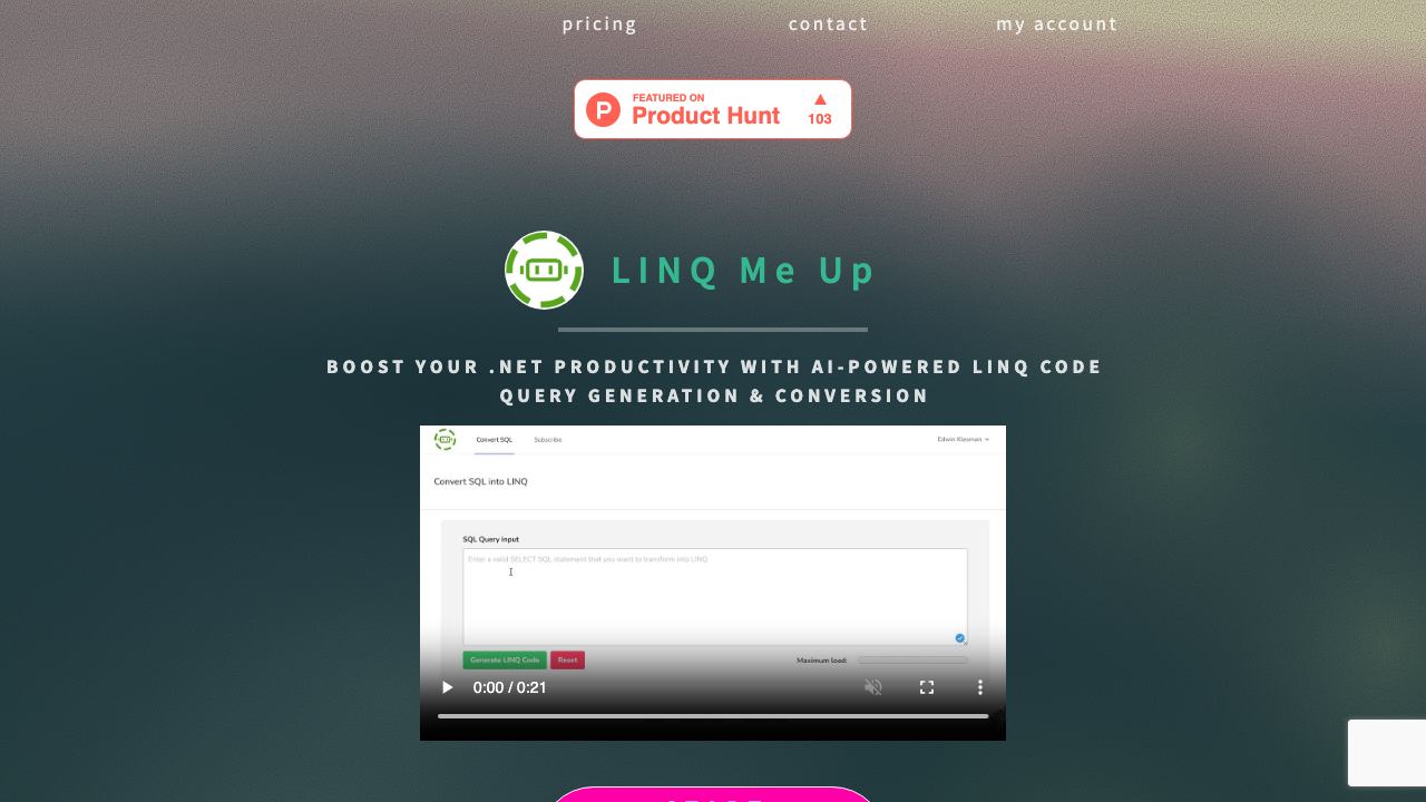 LINQ Me Up website screenshot