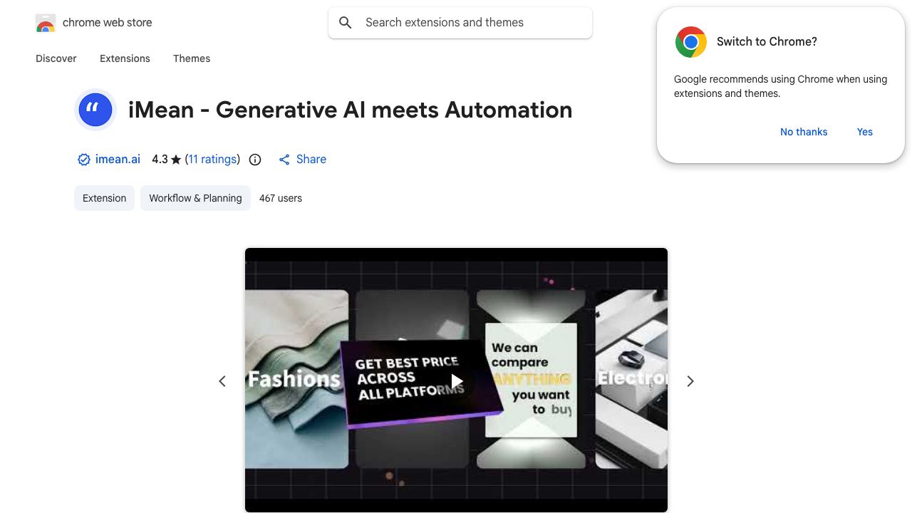 iMean - Generative AI meets Automation 网站截图