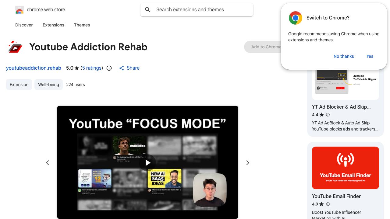 Youtube Addiction Rehab 网站截图