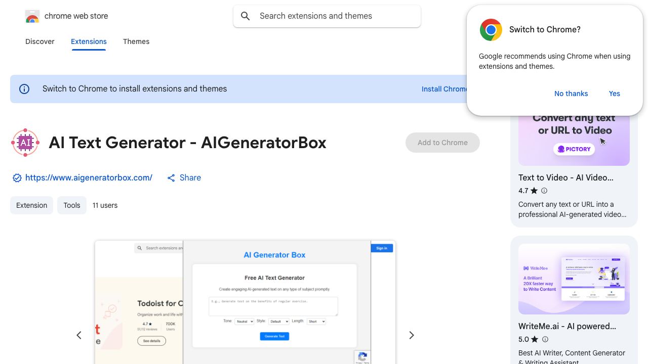 AI Text Generator - AIGeneratorBox website screenshot