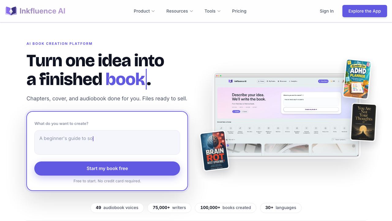 Inkfluence AI 网站截图
