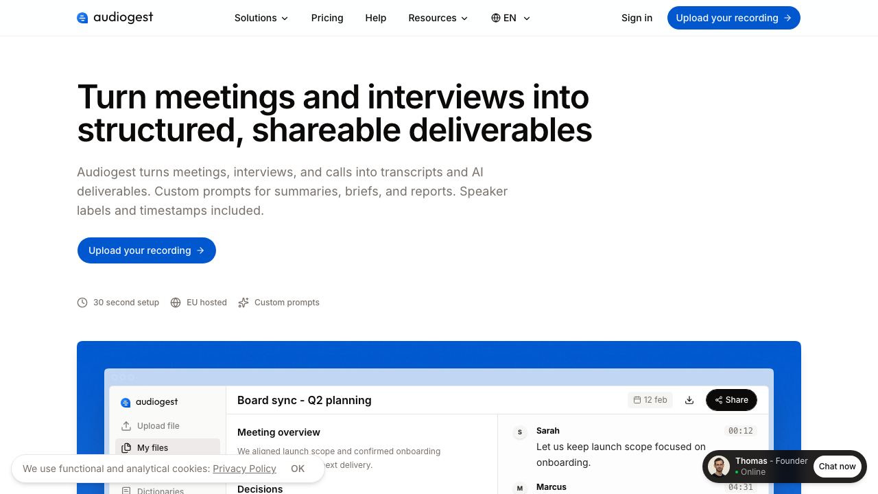 Audiogest.app 网站截图