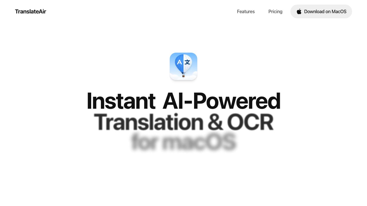 TranslateAir 网站截图