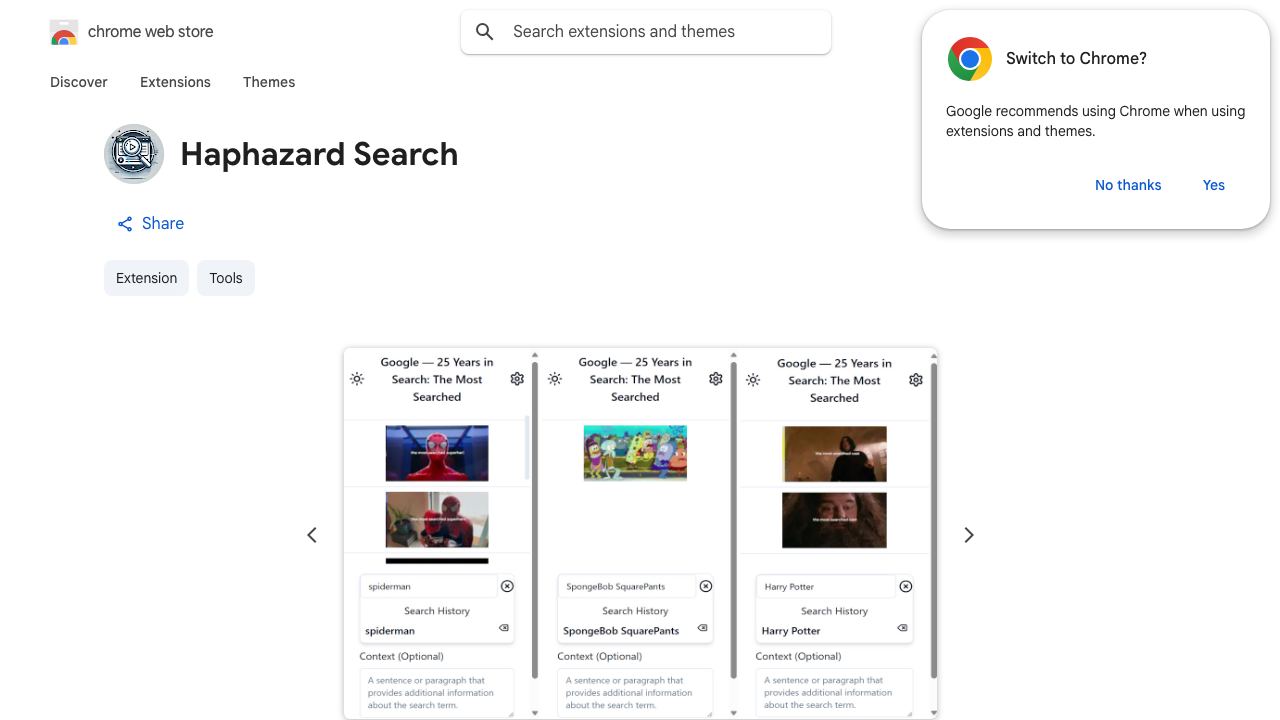 Haphazard Search 网站截图