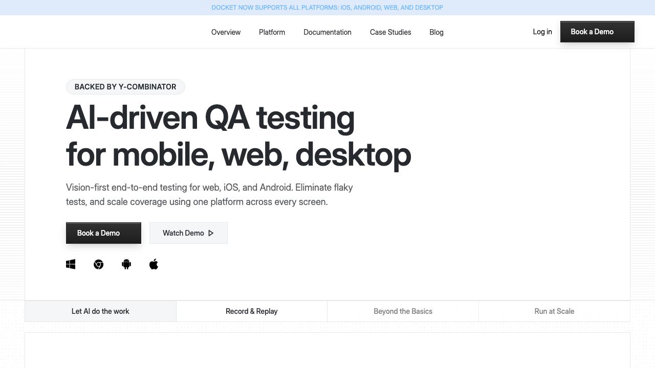 Docket website screenshot