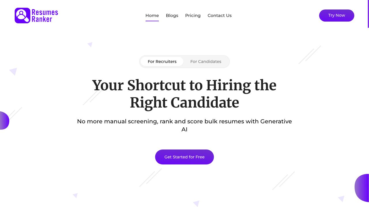 Resumes Ranker website screenshot