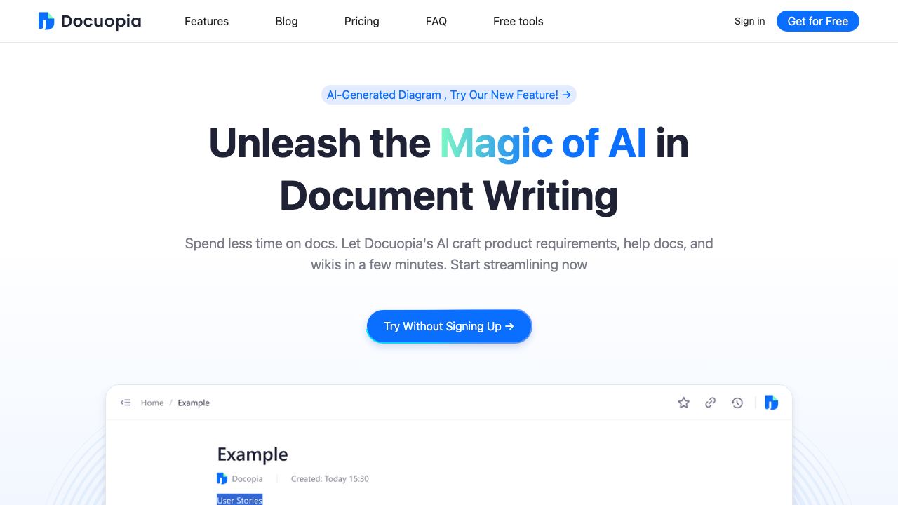 Docuopia website screenshot
