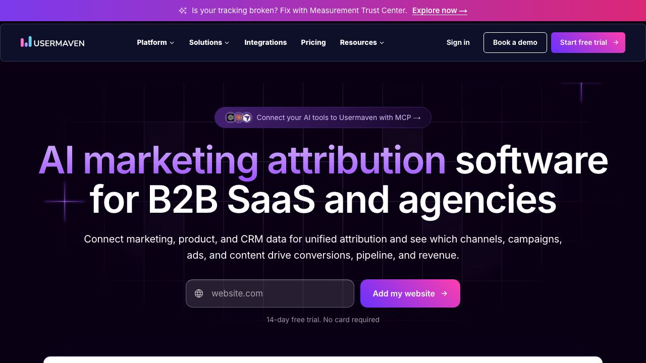 Usermaven website screenshot