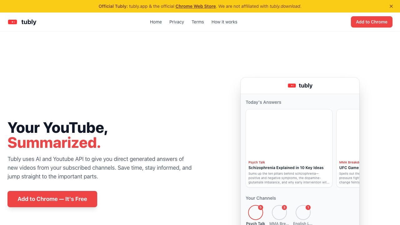 Tubly website screenshot