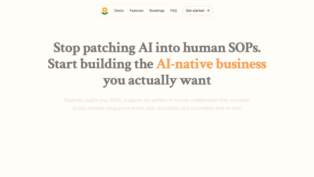 Radiantly website screenshot