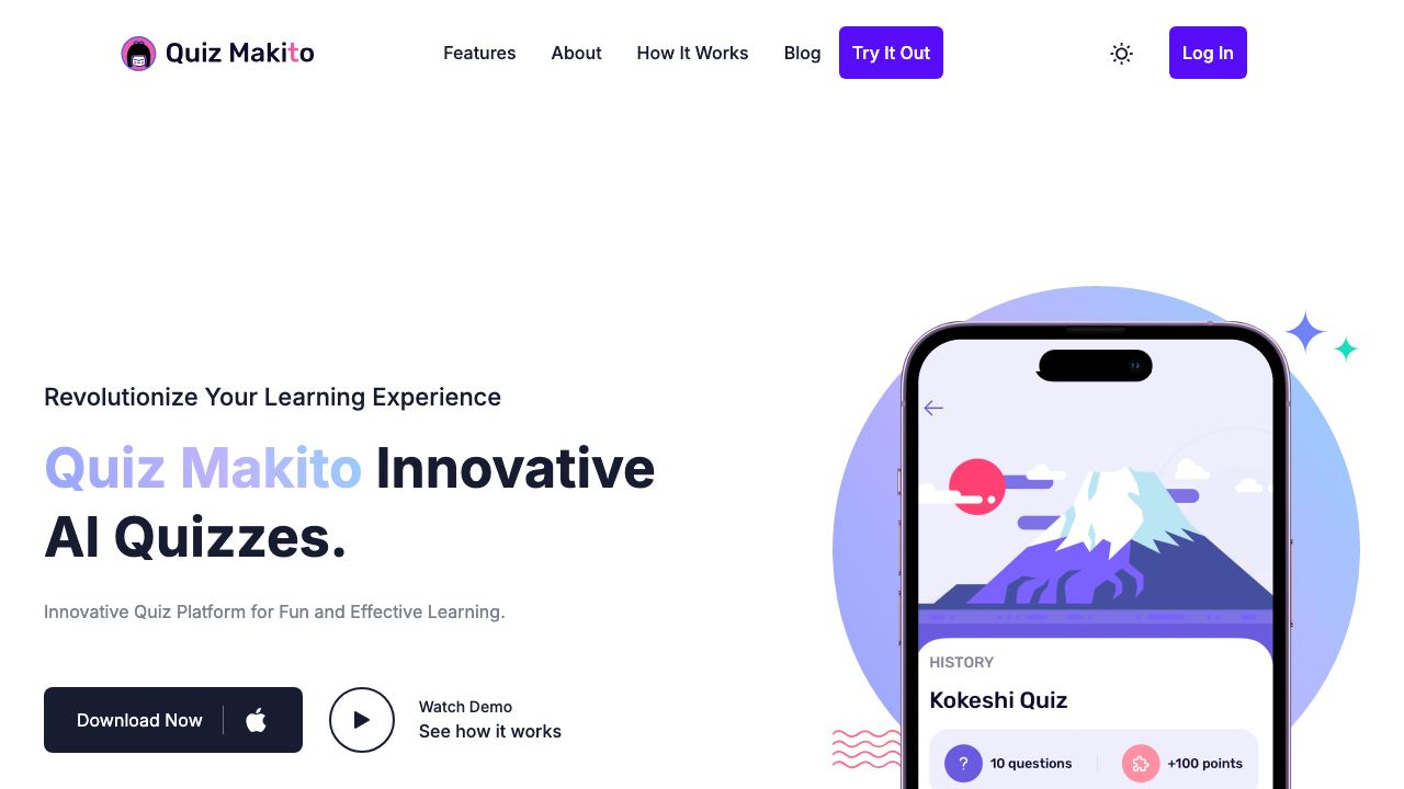 Quiz Makito website screenshot