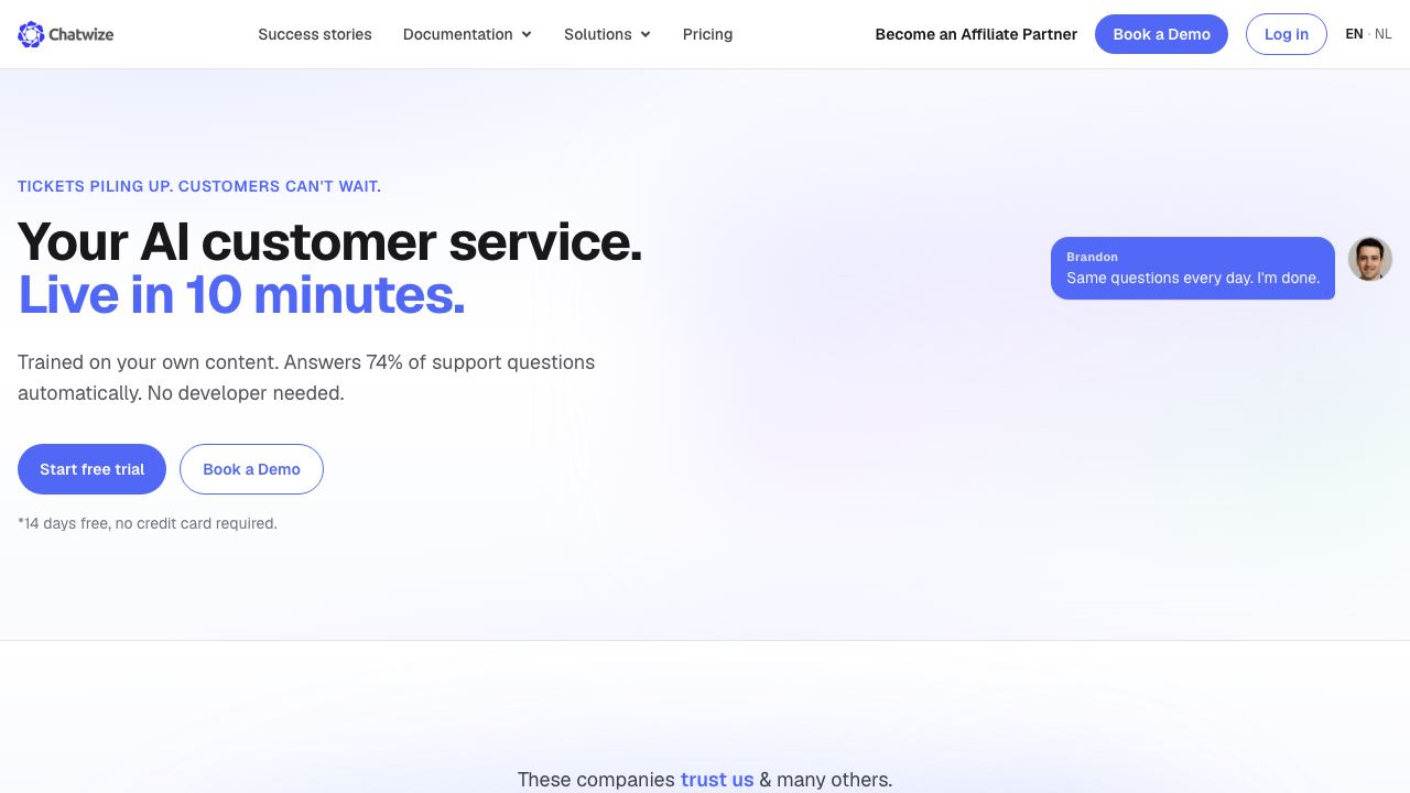 ChatWize.ai 网站截图