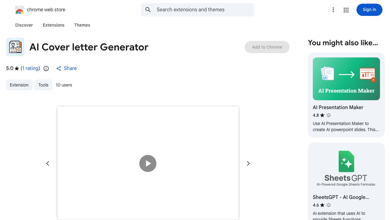 AI Cover letter Generator 网站截图