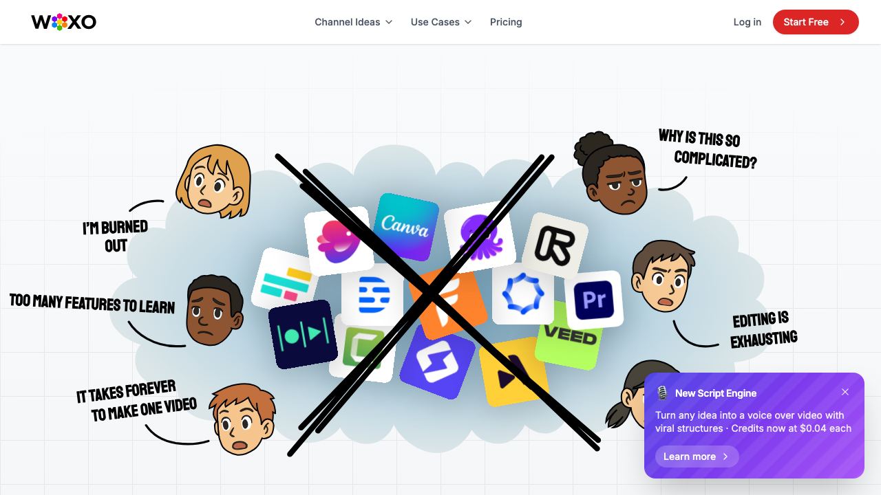 WOXO - Idea to Videos 网站截图