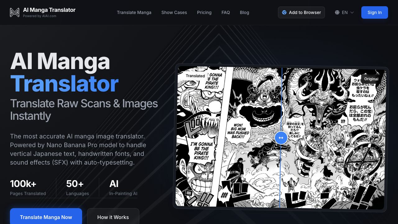 Manga Translator- website screenshot
