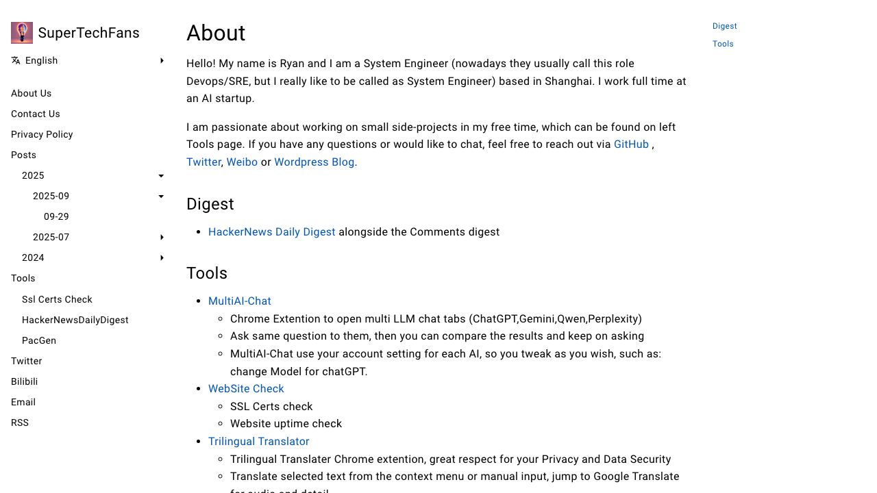 Super Tech Fans website screenshot