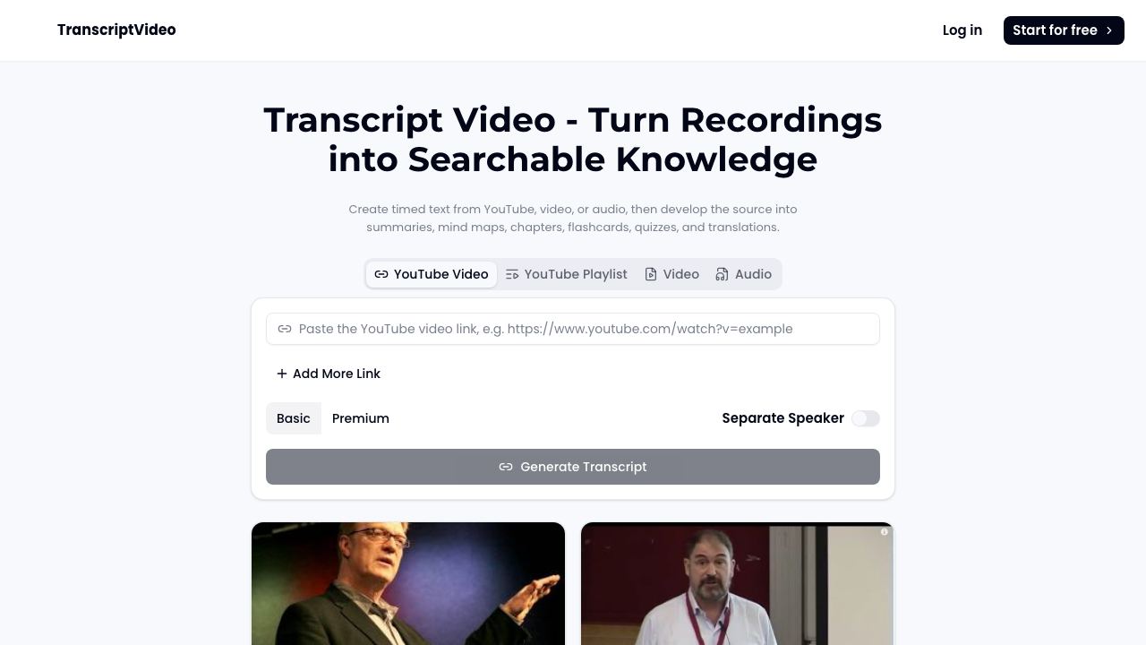 TranscrtiptVideo 网站截图