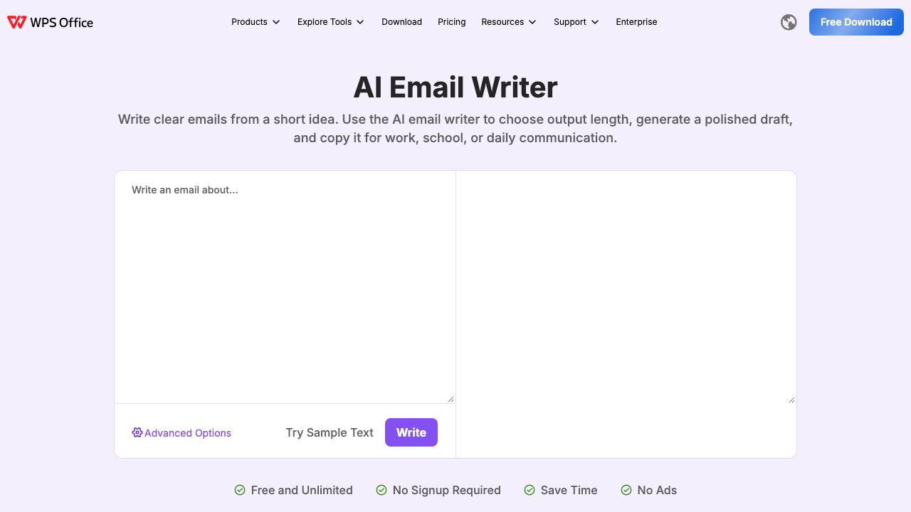 AI Email Writer 网站截图
