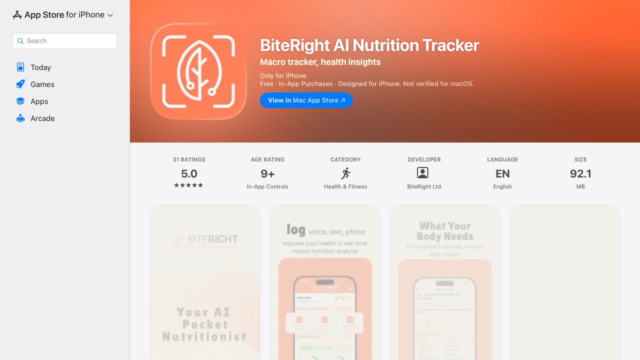 BiteRight 网站截图