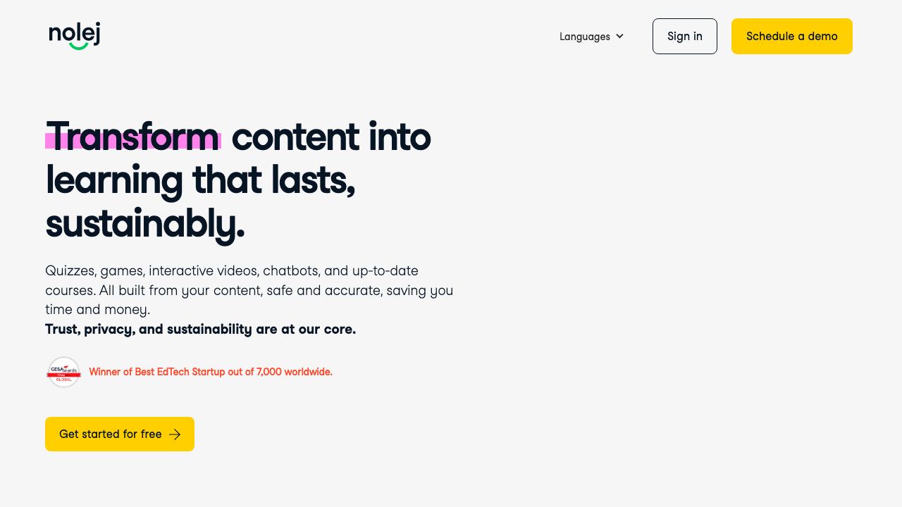 Nolej website screenshot