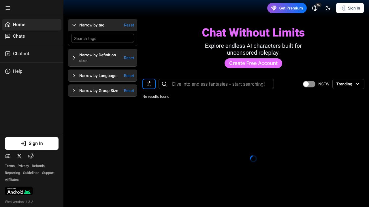 SpicyChat AI 网站截图