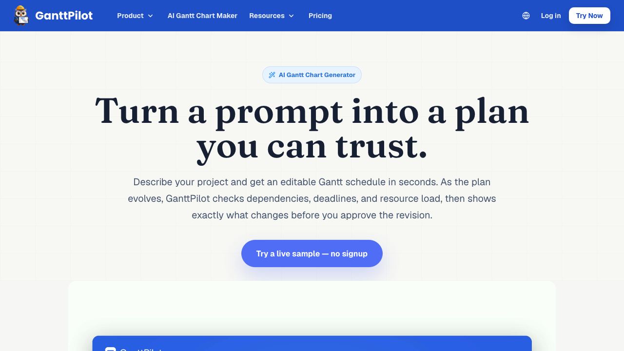GanttPilot website screenshot