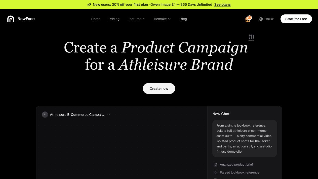 Newface website screenshot
