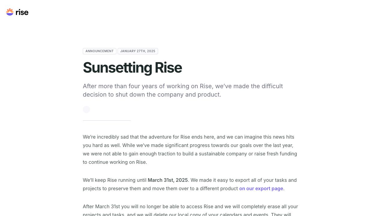 Rise website screenshot