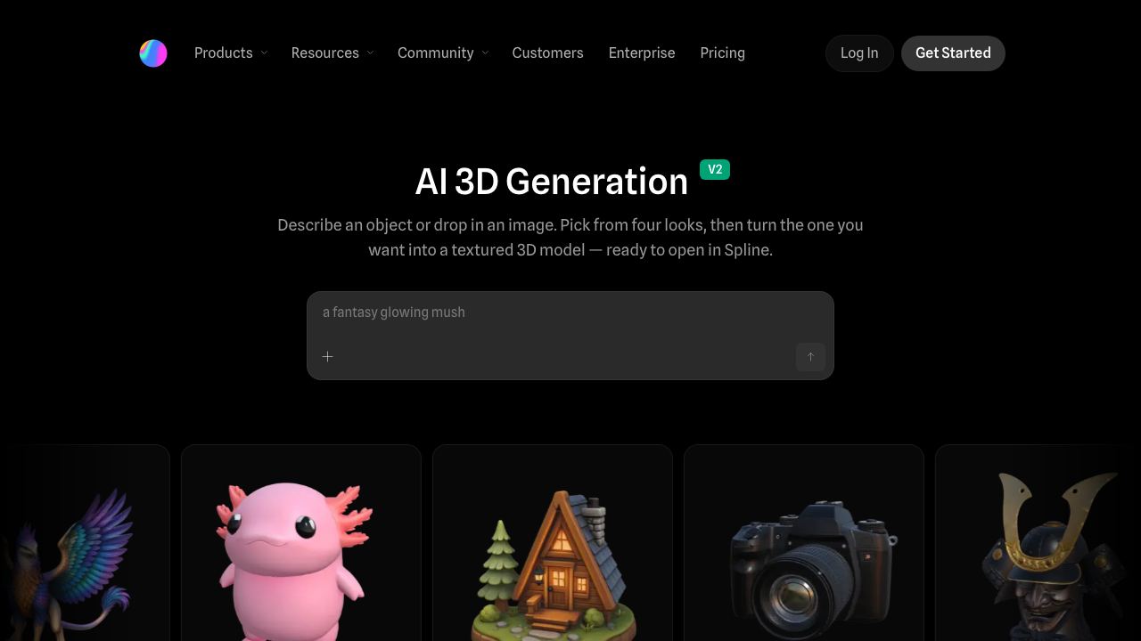 Spline 3D website screenshot