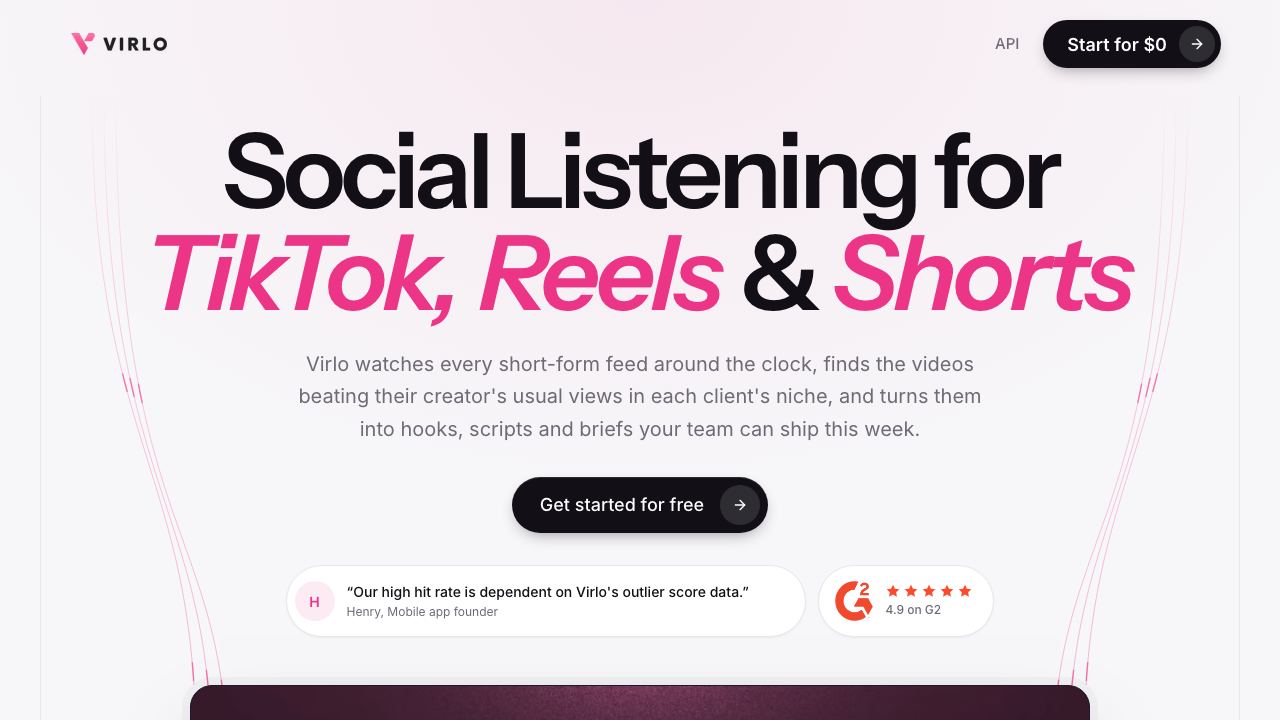 Virlo website screenshot