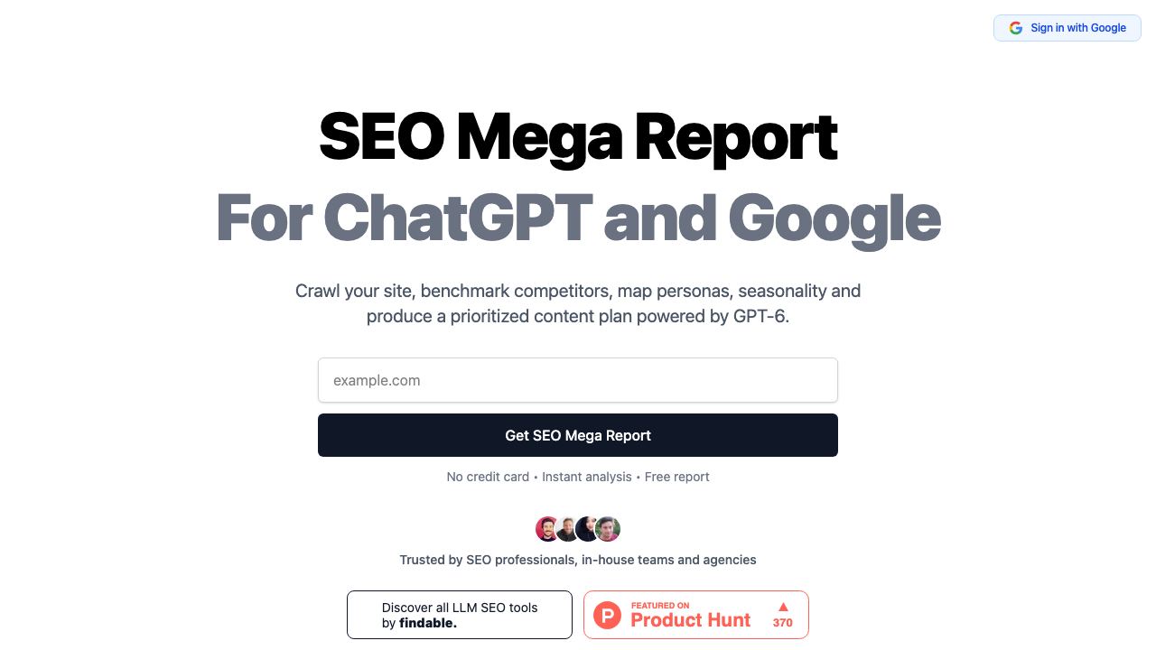 SEO Mega Report 网站截图