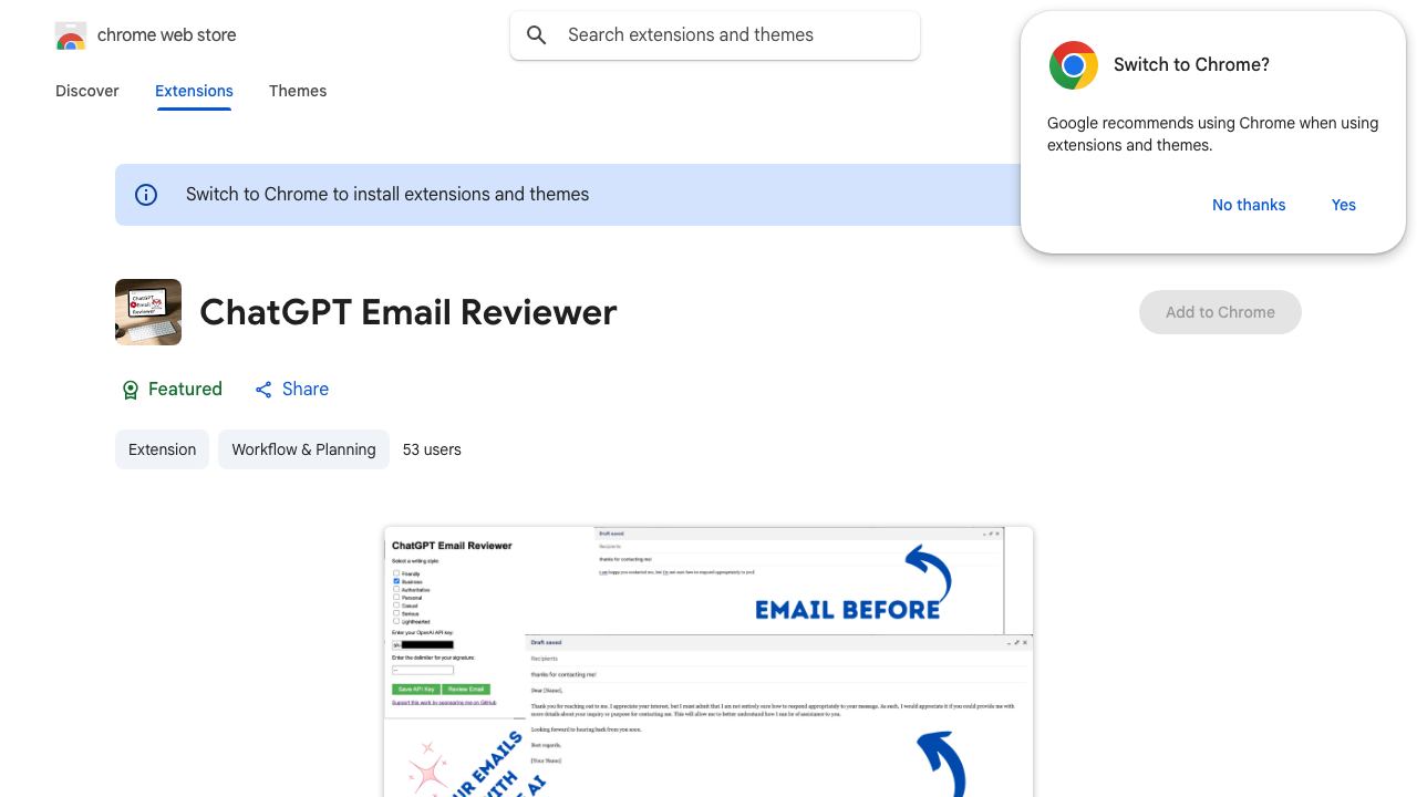 ChatGPT Email Reviewer 网站截图