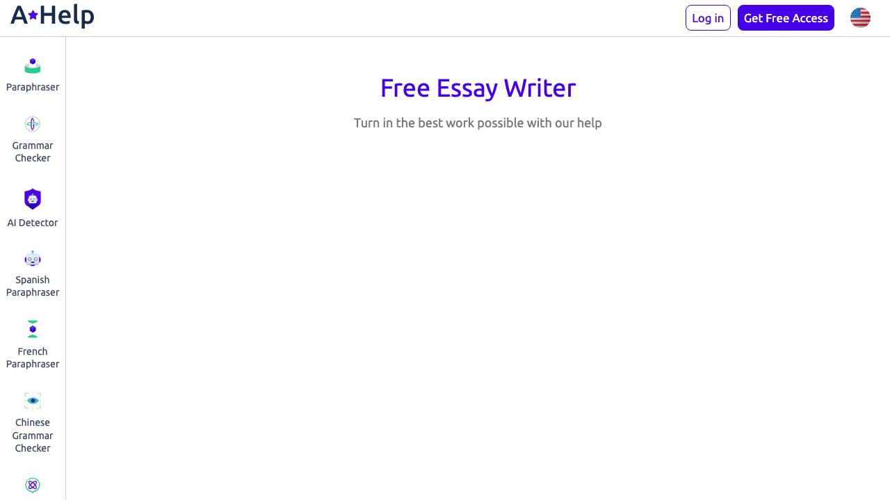 Free AI Essay Writer 网站截图