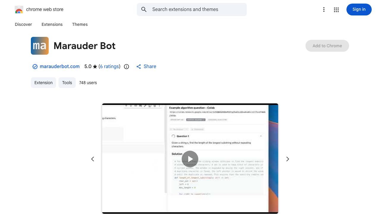 Marauder Bot 网站截图