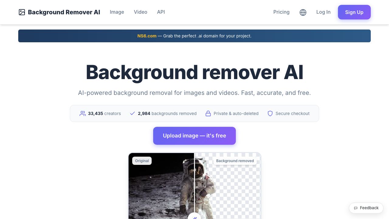 Background remover AI 网站截图