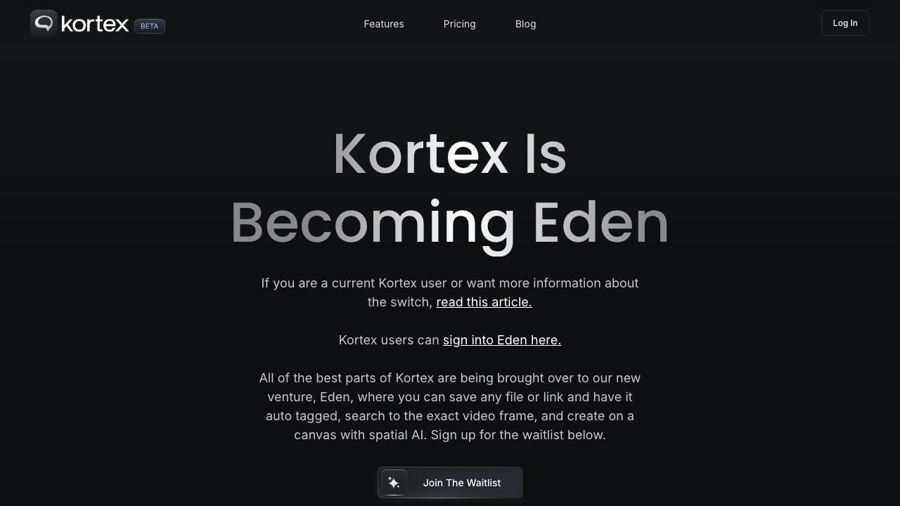 Kortex website screenshot