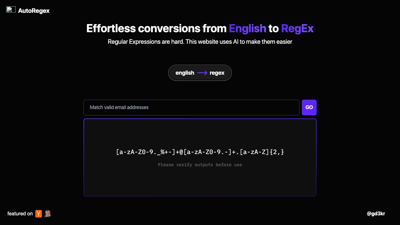 AutoRegex 网站截图
