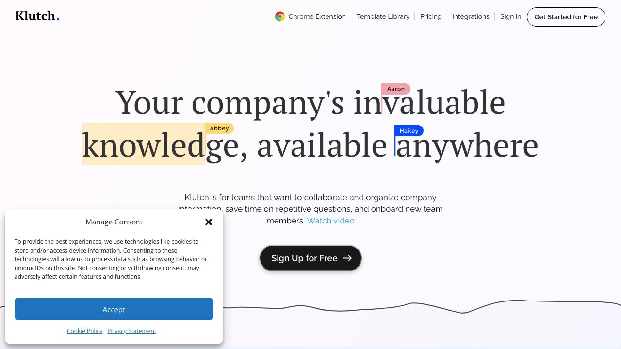 Klutch App website screenshot