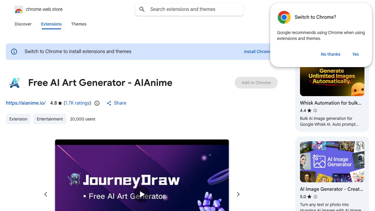 Free AI Art Generator - JourneyDraw website screenshot
