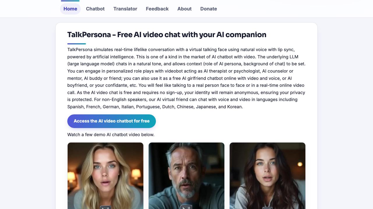 TalkPersona 网站截图