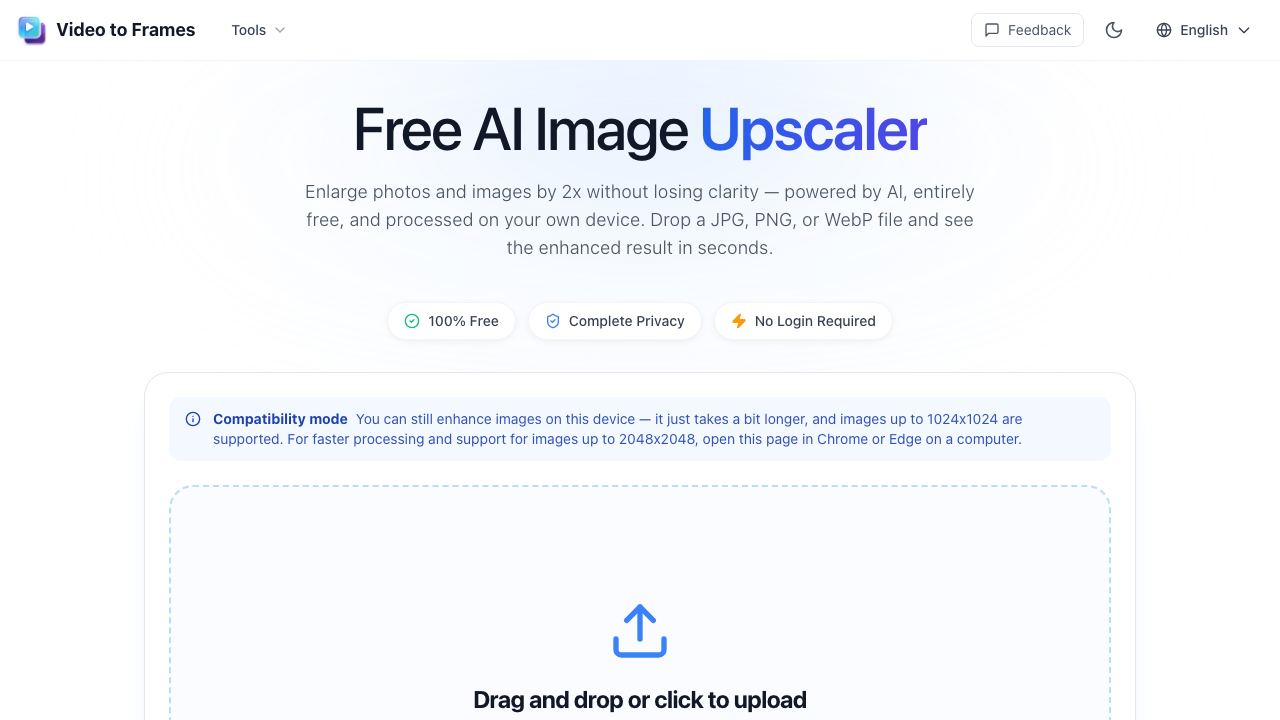 Free AI Image Upscaler website screenshot