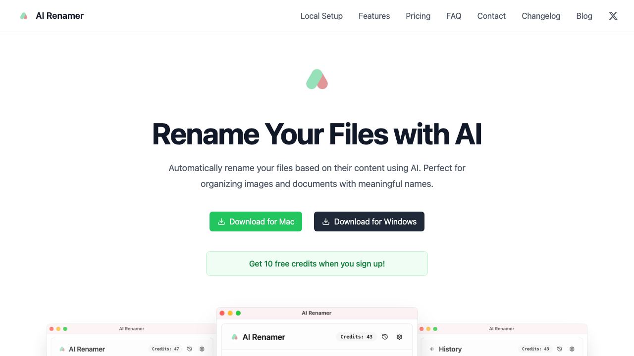 AI Renamer 网站截图