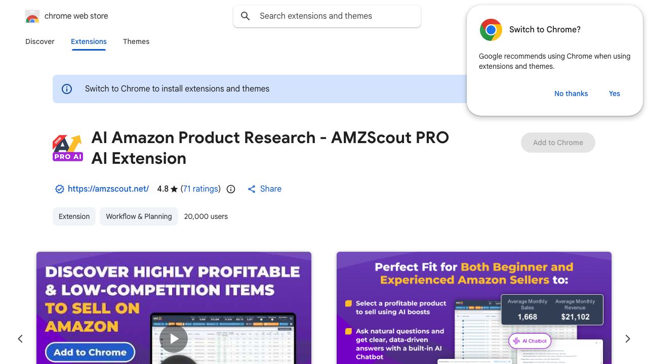 AMZScout PRO AI: Amazon Product Research Tool 网站截图