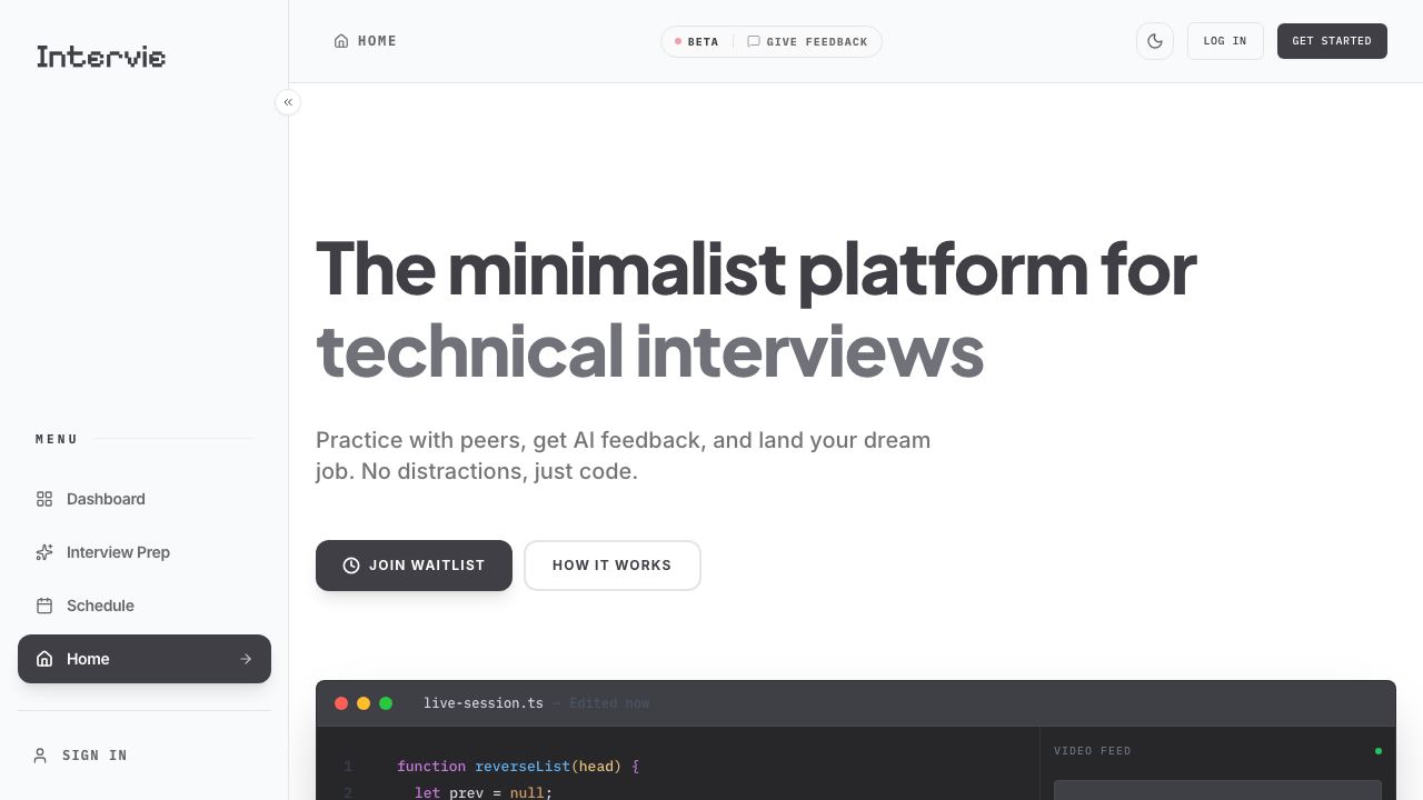 InterVie AI 网站截图